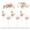 thumbnail image 1 of 20 Pack Classy Dusty Blue Flower Bridal Wedding Hair Side Combs+Floral Hair Pins+Twist Spiral Pearl Hair Pins Clips Pieces Formal Prom Headpieces Accessories for Brides Bridesmaids Women Girls, 1 of 4