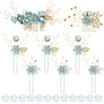 thumbnail image 1 of 20 Pack Classy Dusty Blue Flower Bridal Wedding Hair Side Combs+Floral Hair Pins+Twist Spiral Pearl Hair Pins Clips Pieces Formal Prom Headpieces Accessories for Brides Bridesmaids Women Girls, 1 of 4