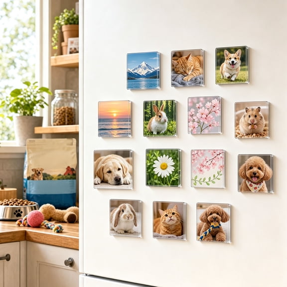 20 Pack Clear Acrylic Fridge Magnets - DIY Magnetic Photo Frames with Adhesive Backing Bulk Craft Kitfor Office Decor, Gifts & Art 2 Inch (Square)