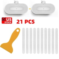 20-Pack Clear Bathtub Stickers Non-Slip, Long-Strip Shower Treads with Scraper, Peel-and-Stick Safety Decals for Tub & Shower Floor, Removable, Barefoot-Soft Grip