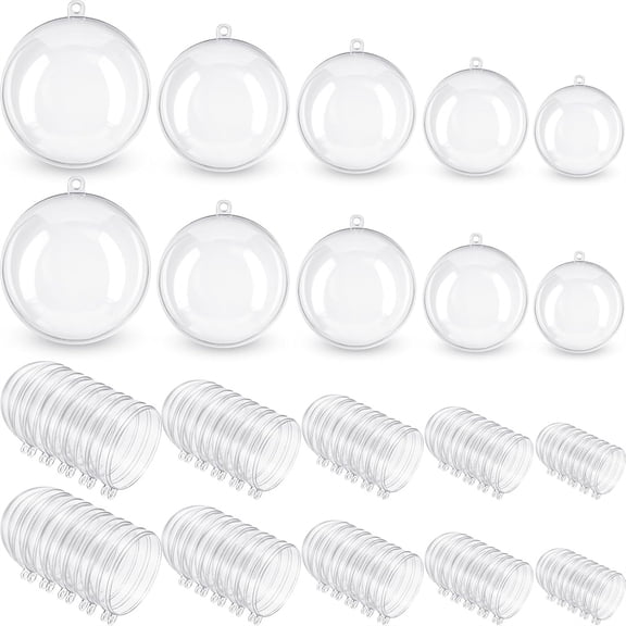20 Pack Clear Fillable Ornaments Ball for Christmas,5 Different Sizes Hanging Balls,Plastic Craft Ornament Balls,for Tree Wall Window and Wedding Party Decor (3/4/5/6/7CM)