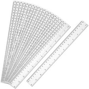 20 Pack Clear Plastic Ruler 12 Inch Straight Ruler Flexible Ruler With Inches and Metric for School Classroom, Home, or Office (Clear)