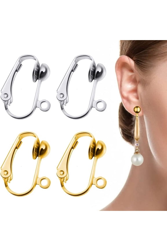 20 Pack Clip-on Earring Converters Hypoallergenic Earring Clip On Backs Parts Components Findings for DIY Earring and Pierced Ears (Gold and Silver)