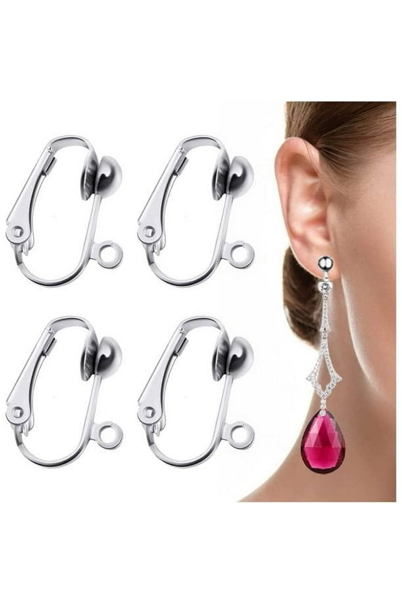 20 Pack Clip-on Earring Converters Hypoallergenic Earring Clip On Backs Parts Components Findings for DIY Earring and Pierced Ears (Silver)