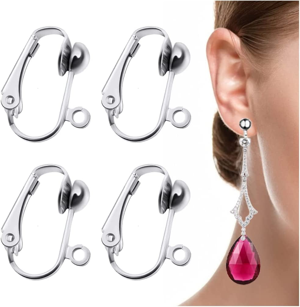 20 Pack Clip-On Earring Converters Hypoallergenic Earring Clip on Backs Parts Components Findings for DIY Earring and Pierced Ears (Silver), Women's