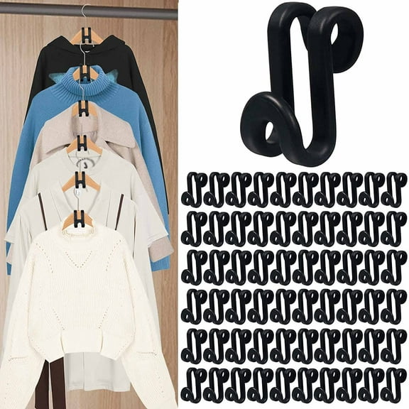 20 Pack Clothes Hanger Connector Hooks, Outfit Hangers, Hanger Extender Clips, Cascading Hanger Hooks, Velvet Huggable Hangers Accessory, Heavy Duty Space Saving for Closet (Black)