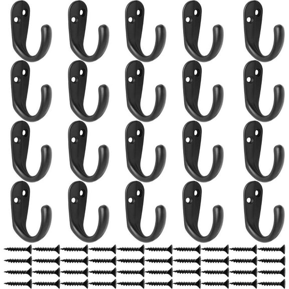 20 Pack Clothes Hook Coat Hook Wall-mounted Single Fork Hook for Hanging Towels with 40 Screws, for Bags, Hats, Clothes, Scarves, Cups