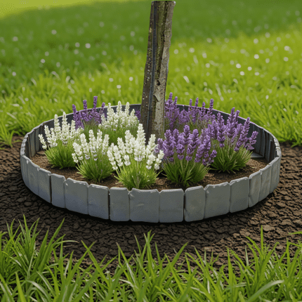 20 Pack Cobblestone Look Garden Edging, 16 FT Flexible Interlocking PVC Landscape Border for Lawn Flower Bed Pathway Tree Ring