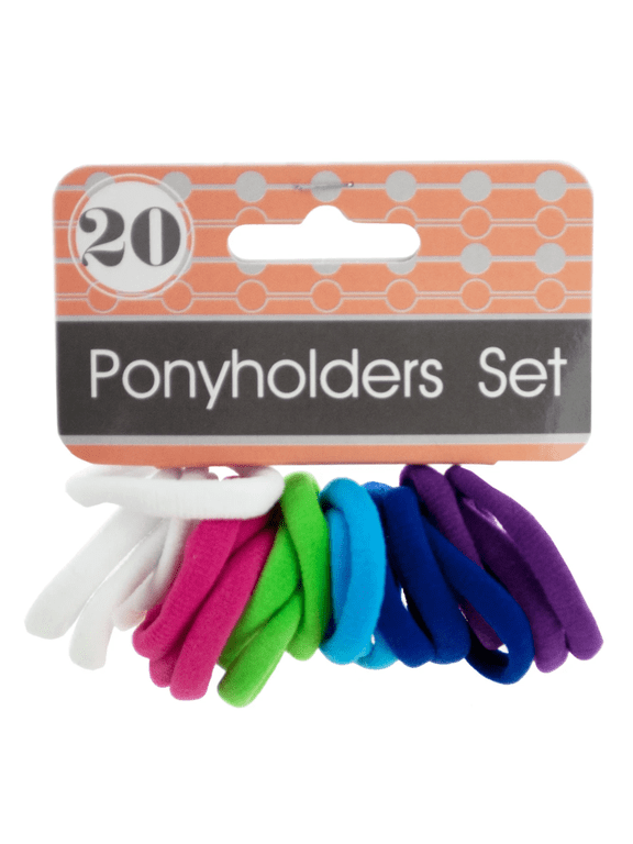 20 Pack Colored Clasp Free Ponyholders Set, Strong, Stretchy Hair Ties for Workouts, Casual Styles, Ponytails, Comfortable Fit, No Clasps, Long Lasting Elasticity in Fun Colors, White, Mix
