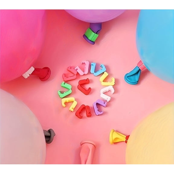 20 Pack Colorful Balloon Sealing Clips - Durable Plastic Ties for Party Decor, Compatible with Foil & Latex Balloons