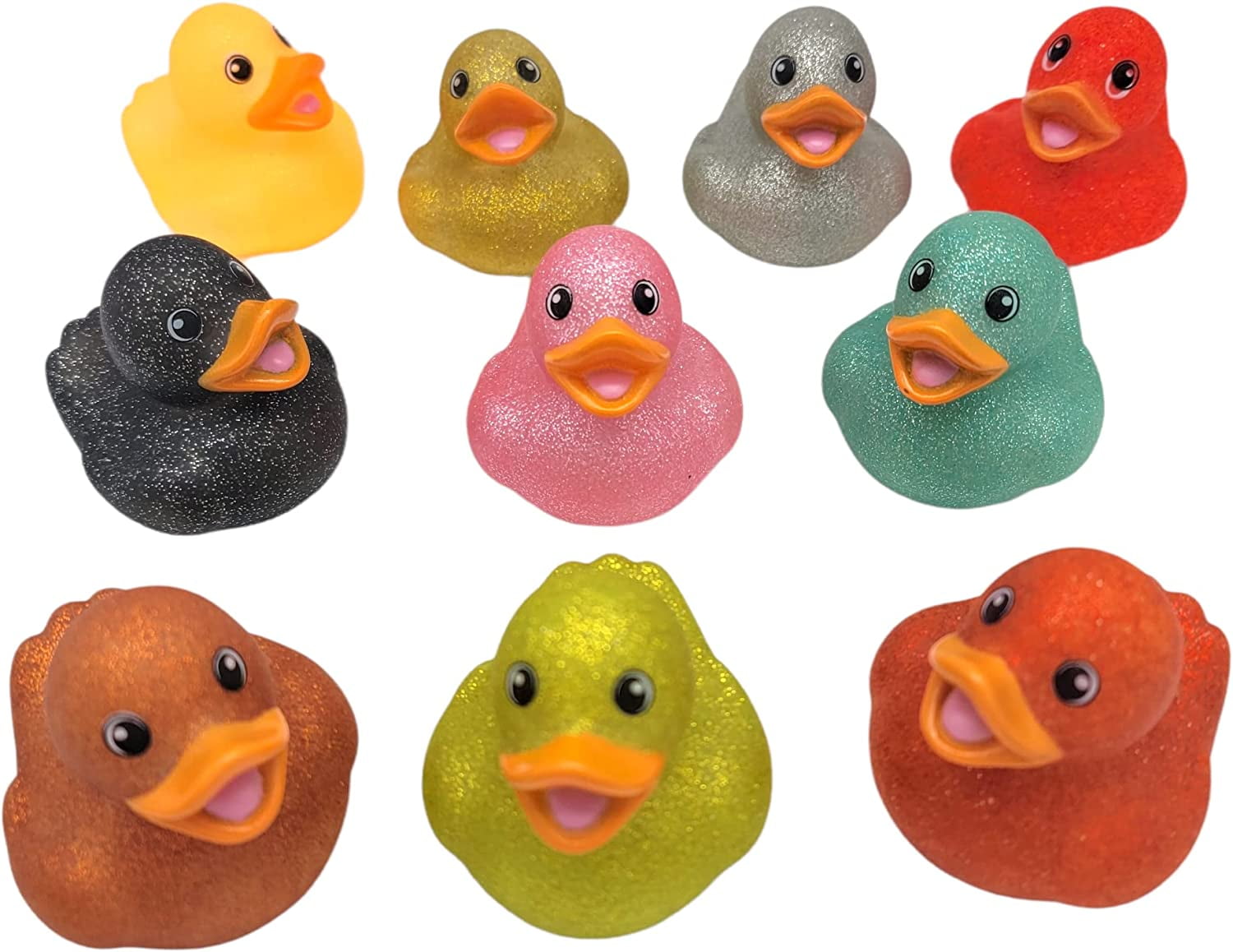(20 Pack) Colorful Glitter Rubber Duckies (2") Assorted Neon Color ...