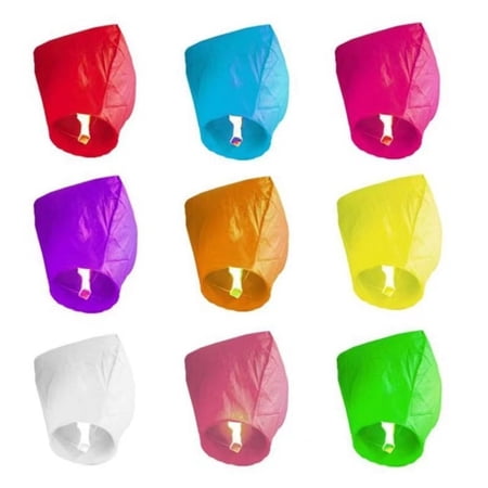 20 Pack Colorful Paper Lanterns, Chinese Flying Lanterns At Night Backdrop Wish for Luck,Kongming Lantern Paper Lamps Background for Photography, Weddings, Birthdays, Memorials and Party