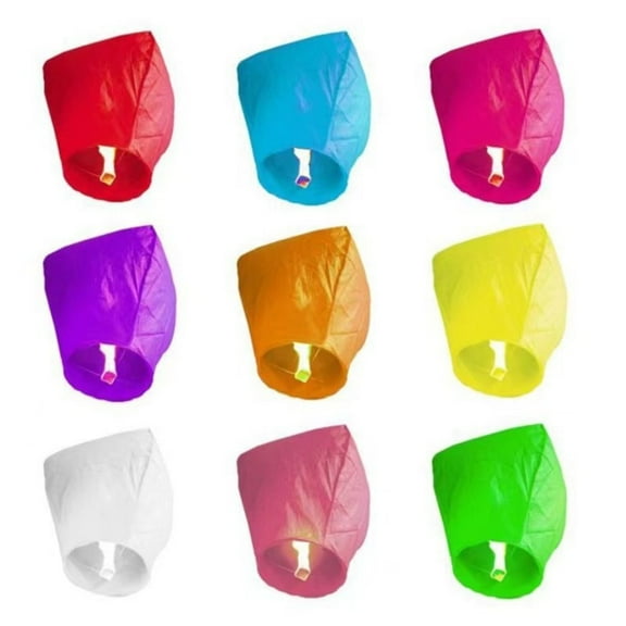 20 Pack Colorful Paper Lanterns, Chinese Flying Lanterns At Night Backdrop Wish for Luck,Kongming Lantern Paper Lamps Background for Photography, Weddings, Birthdays, Memorials and Party
