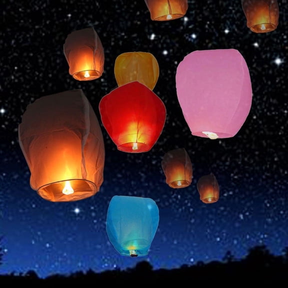 20 Pack Colorful Paper Lanterns, Chinese Flying Lanterns At Night Backdrop Wish for Luck,Kongming Lantern Paper Lamps Background for Photography, Weddings, Birthdays, Memorials and Party