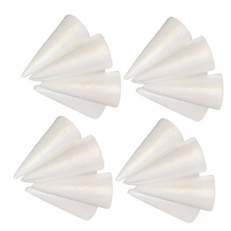 20-Pack Craft Foam Cones (2.9X7.9in), White Polystyrene Cone Shaped Foam, Foam Tree Cones, for Arts and Crafts, Christmas, School, Wedding, Birthday