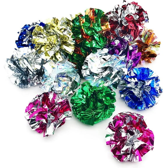 20 Pack Crinkle Balls Cat Toys, 6cm/2.36 Inches Large Mylar Crinkle Balls Cat Toys