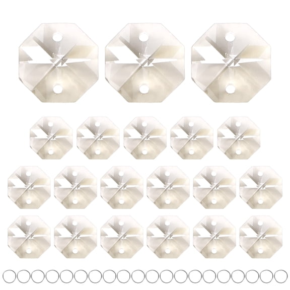 20-Pack Crystal 2 Hole Octagon Prisms, 14mm/0.55 Inch Hanging Crystals Chandelier Prisms for Home/Windows /Garden/DIY[Grey]