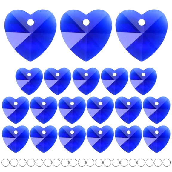 20-Pack Crystal Heart Shape Prisms, 14mm/0.55 Inch Hanging Crystals Chandelier Prisms for Home/Windows /Garden/DIY[Blue]