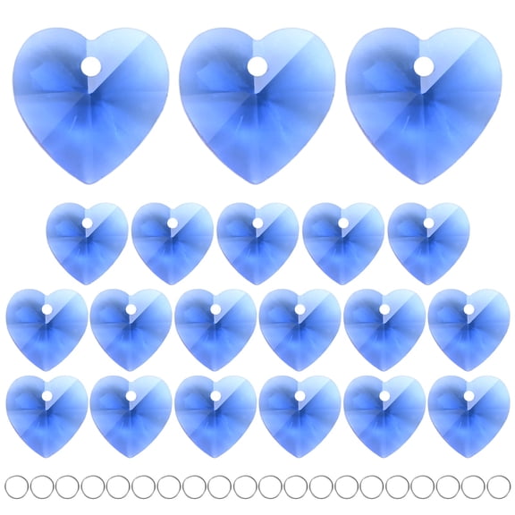 20-Pack Crystal Heart Shape Prisms, 14mm/0.55 Inch Hanging Crystals Chandelier Prisms for Home/Windows /Garden/DIY[Light Blue]