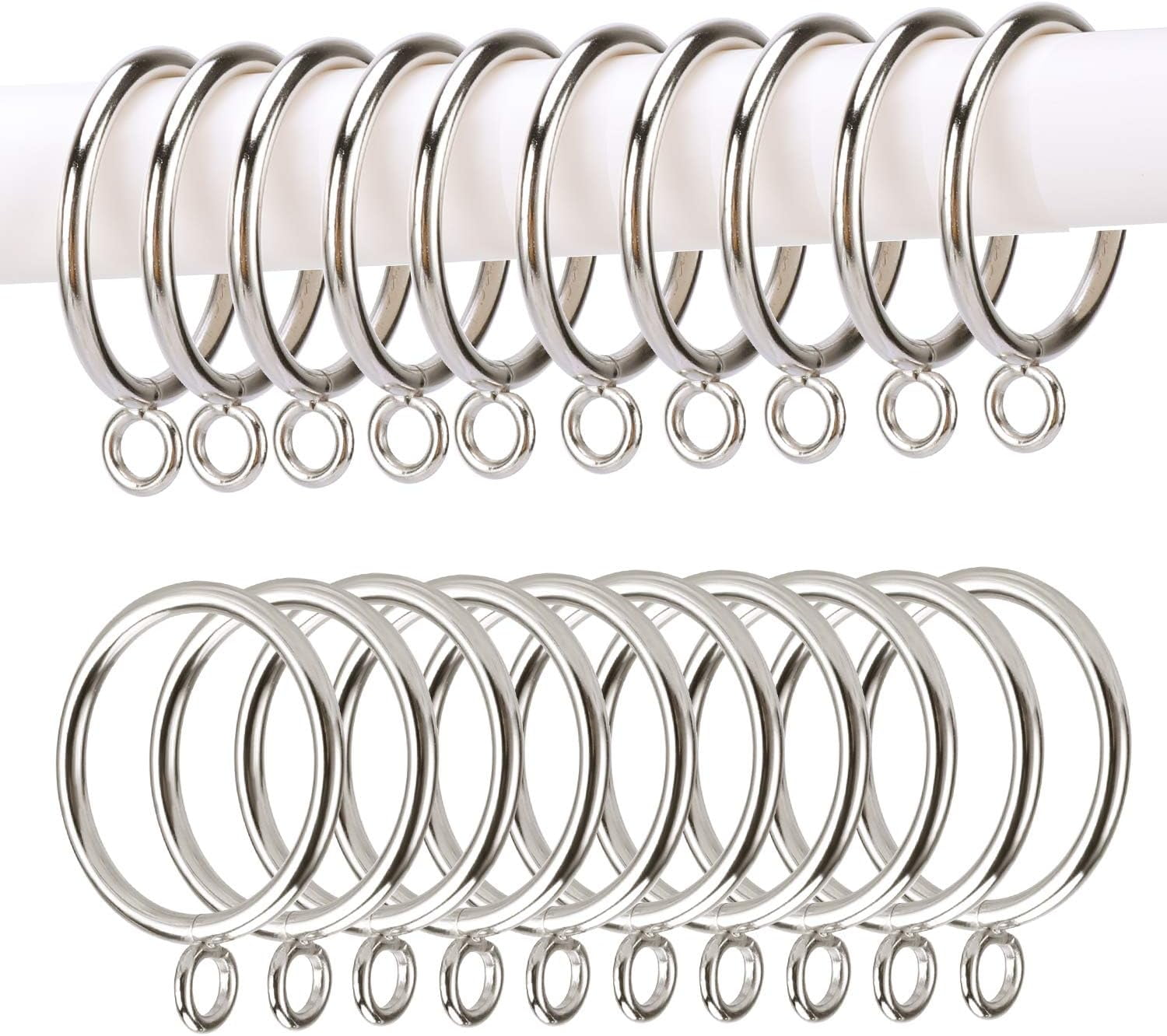 20 Pack Curtain Rings, Metal Drapery Hanging Rings for Curtain and Rods, Curtain Eyelet Rings