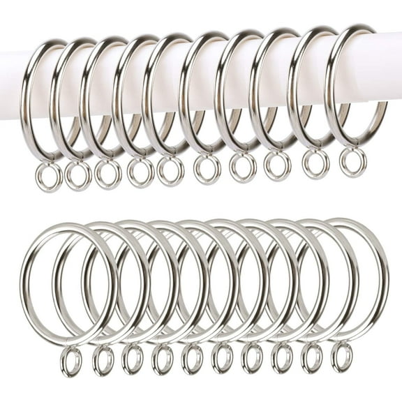 20 Pack Curtain Rings, Metal Drapery Hanging Rings for Curtain and Rods, Curtain Eyelet Rings 38mm Internal Diameter, Silver