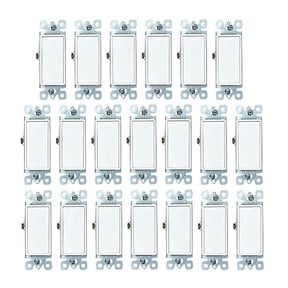 [20-Pack] Decorator Paddle Rocker Light Switch, Single Pole, 3-Wire, Grounding 15A 120V-277V, White, UL Certified - XLMD