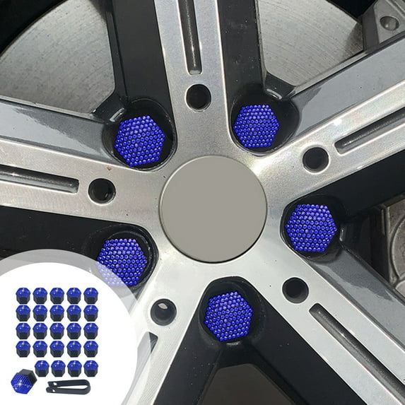 20-Pack Diamond Studded Tire Valve Stem Caps, Universal 17mm Wheel Lug Nut Covers with Anti-Rust and Scratch-Resistant Design – Decorative Hub Protector for SUV, Truck, Sedan