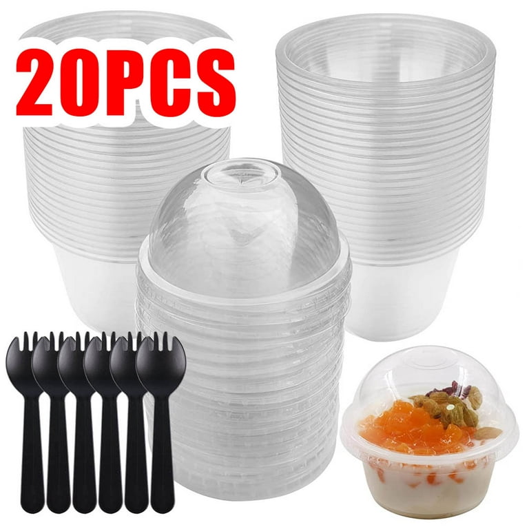 Clear Plastic Cups with Lids, 20 oz, 100 Pack, PET Cold Smoothie Cups, Iced  Coffee Cups, Disposable Cups with Lids, To Go Cups