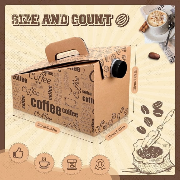 20 Pack Disposable Coffee Box Dispensers 96 oz Insulated Portable Coffee Carrier Containers with Handle for Parties Catering Liquid Carrier