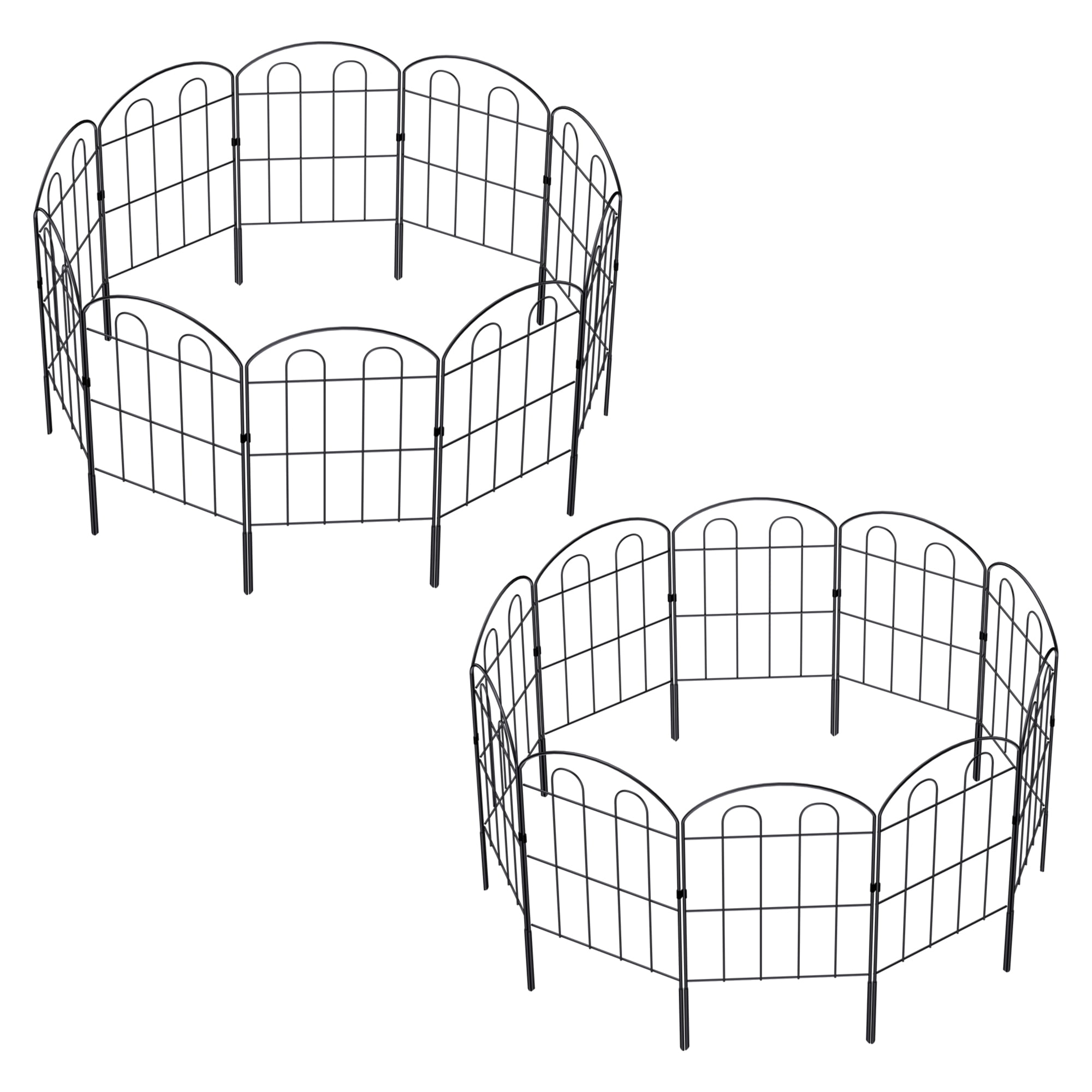 20-Pack Double-Arched Window Garden Fence 21.65FT Total Length, 24in×13in Black Metal Decorative Animal Barrier for Yard Patio Flower Bed