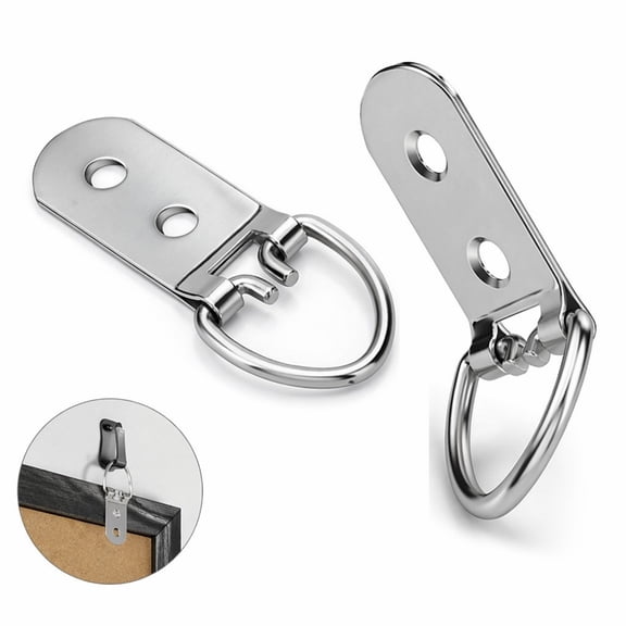 20 Pack Double Hole D-Ring Picture Hangers with Screws, Heavy Duty Steel D-Ring Hooks for Hanging Paintings Photo Frames Mirrors