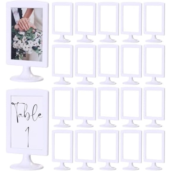 20 Pack Double Sided Standing Picture Frame 4x6 Plastic Photo Frame Bulk White Picture Display Holder Stand for Table Number, Menu, Wedding, Christmas$$Home Decor, Kitchen, & Other