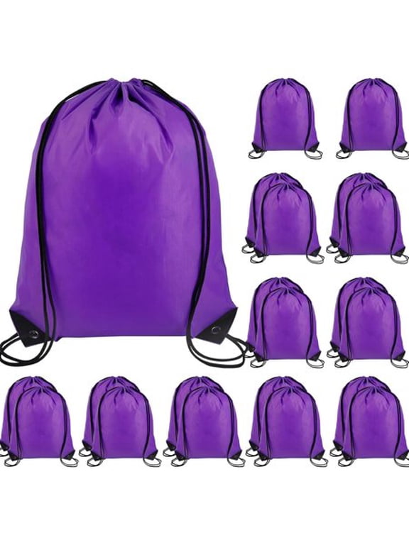 20 Pack Drawstring Backpack Bulk, Drawstring Bags Bulk, Polyester Draw String Bags, Sports Cinch Bag for Gym, Travel, Party, Trip, Cinch Sack DIY for Women Men(Purple)