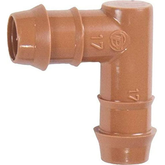 (20-Pack) Drip Irrigation Brown Barbed Elbow 90 Degree Fittings - Fits 1/2 Inch, 17mm .600 ID Drip Tubing - Made In The USA
