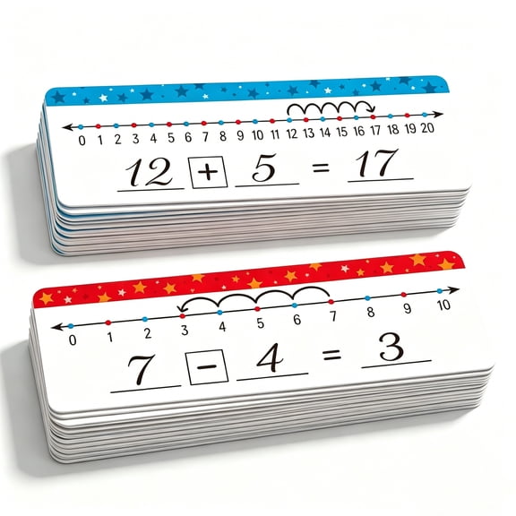 20 Pack Dry Erase Number Line Board Card Topboutique Writable and Erasable Board Addition & Subtraction Mathematical Calculation Learning Aids Math Flash Cards for Home,Double Sided