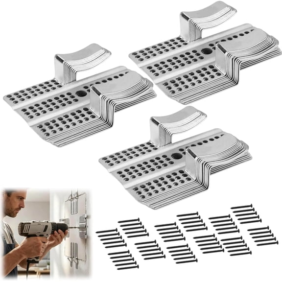 20 Pack Drywall Repair Clips Kit, 1/2 in Stainless Steel Fastener Backing Support with 40 Screws for Wall Hole Patching, Stud-Free (k)