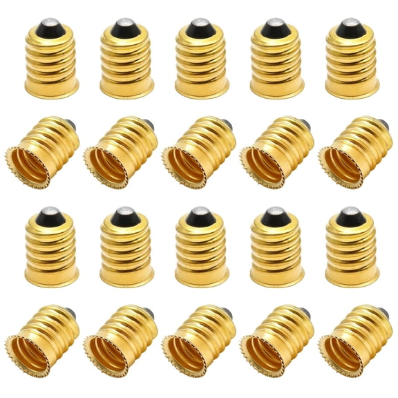 20 Pack E14 to E12 Adapter Converter, European to Candelabra Reducer, Pure Copper Light Adapter Socket Bulb Adapter, Golden Lamp Adapter