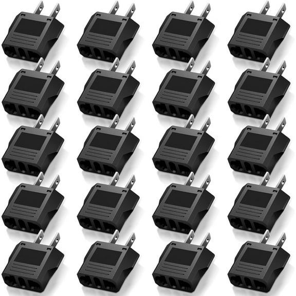20 Pack EBOOT Europe to USA Plug Adapter American Plug Adapters Converter Travel Voltage Converter EU to Us Electrical Outlet Power Universal Connector