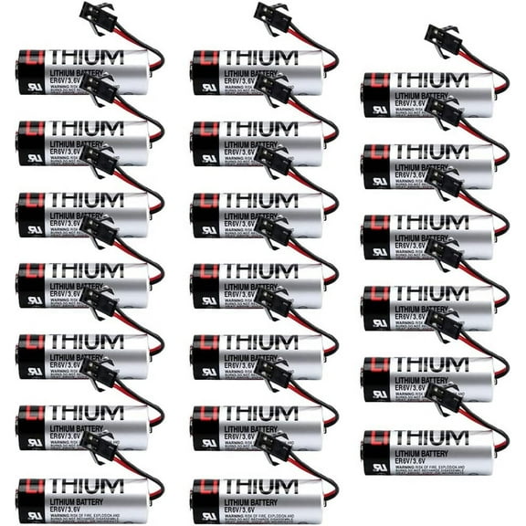 20-Pack ER6V-OTC 2000mAh 3.6V Lithium Battery for OTC Robot CNC Machine Tools PLC Backup Memory Power Supply (Non-Rechargeable)
