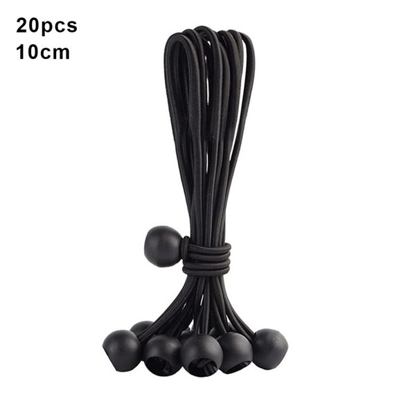 20-Pack Elastic Ball Bungee Cords, 35kg Tensile Canopy Tarp Tent Trampoline Tie-Down Loops, 10cm