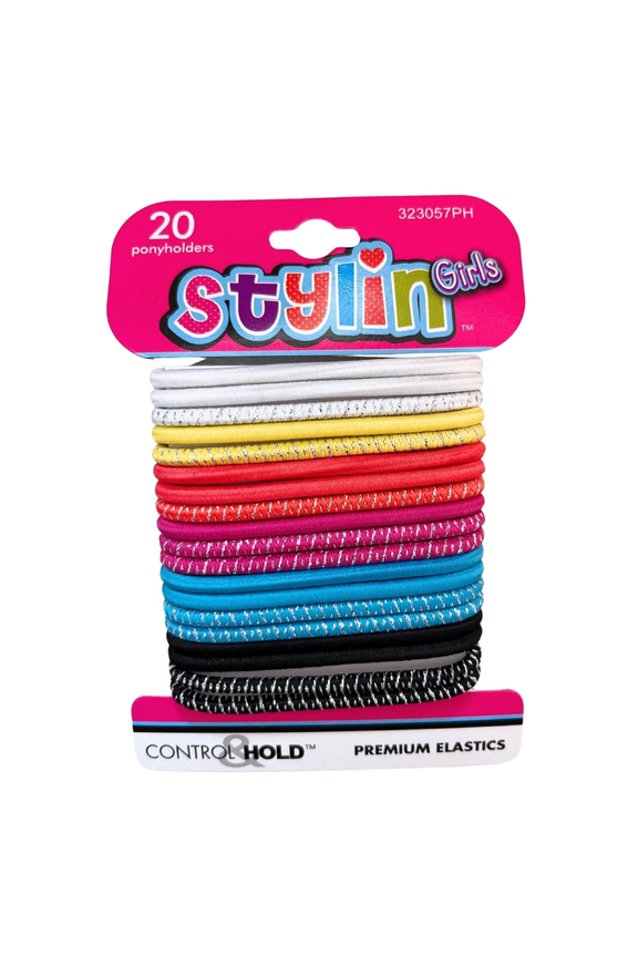 20 Pack Elastics Ponyholders, Clasp Free Hair Ties for All Hair Types, Durable No Snag Bands with Strong Comfortable Hold, Vibrant Colors for Everyday Styling, Sports, Casualб Active Wear, Mix