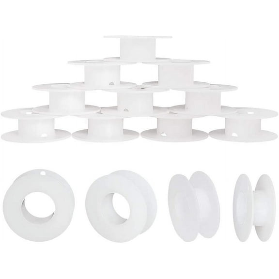 20 Pack Empty Spool Plastic Ribbon Spools Wire Weaving Bobbins Empty Thread Spools Ribbon Chain Tape Spools White Spools for Embroidery Thread Yarn Ribbon Crafts Sewing 2.16x0.78inch for DIY