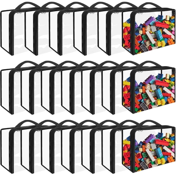 20 Pack Extra Large Toy Storage Bags PVC Organizing Bags with Zippered, Toy Storage Organizer with Portable HandheldWaterproof Toy Bags for Board Games Clay, Building Blocks, ToysBooks