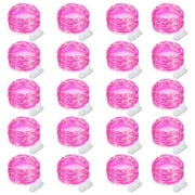 20 Pack Fairy Lights Battery Operated String Lights 7 Feet 20 Led Waterproof Christmas Lights Silver Wire Firefly Starry Moon Lights for Bedroom DIY Party （Pink）