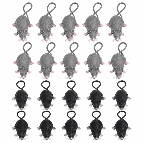 20 Pack Fake Rats, Realistic Plastic Mice Halloween Decorations