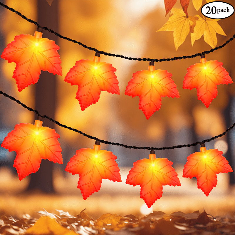Fall Strings 20 Pack Fall Decoration Maple Leaf String Lights, 8.5ft 3D Maple Leaf ...