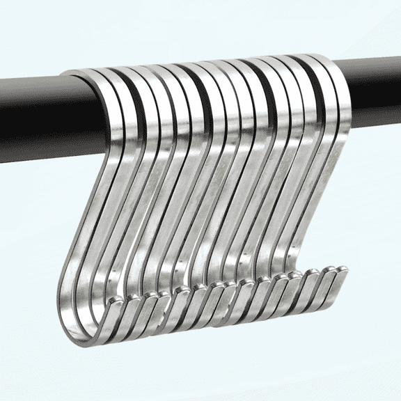 20 Pack Flat S Hooks Stainless Steel 3 inches S Shaped Hanging Hooks for Kitchen, Bathroom, Bedroom and Office (Medium)