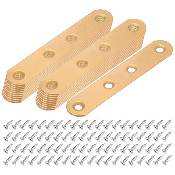 20-Pack Flat Straight Brackets, 3.74 x 0.71 Inch Flat Bracket Mending for Wood Furniture/ Timber PC Case Holder, Plate Furniture Brace [Gold]