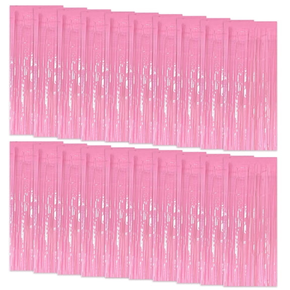 20 Pack Foil Curtain Pink Backdrop Streamers Metallic Tinsel Fringe Curtains Photo Booth Props for Birthday Wedding Engagement Bachelorette Christmas Holiday Celebration Party Decorations