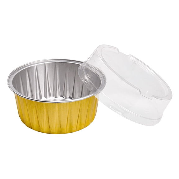 20 Pack Foil Ramekins with Lids, 4 oz Round Aluminum Baking Cups for Pudding Cupcakes, Disposable Food Containers for Home Kitchen and Party BBQ backyard area